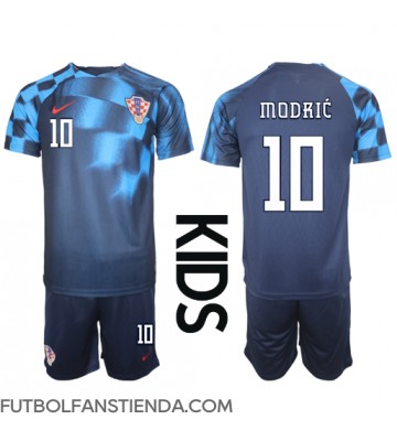Croacia Luka Modric #10 Segunda Equipación Niños Mundial 2022 Manga Corta (+ Pantalones cortos)